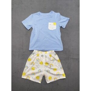 NWOT Honey Bean Boys Set Size 3T Shorts & T Shirt Sunny Day Rainbows Summer Fun